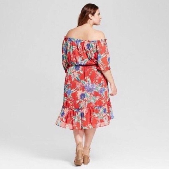 Ava & Liv Floral Off Shoulder Dress Size 1X - Picture 2 of 10